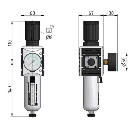 Filtroreduktor FUTURA G 1/2, regulacja 0,5-10 bar, max 16 bar